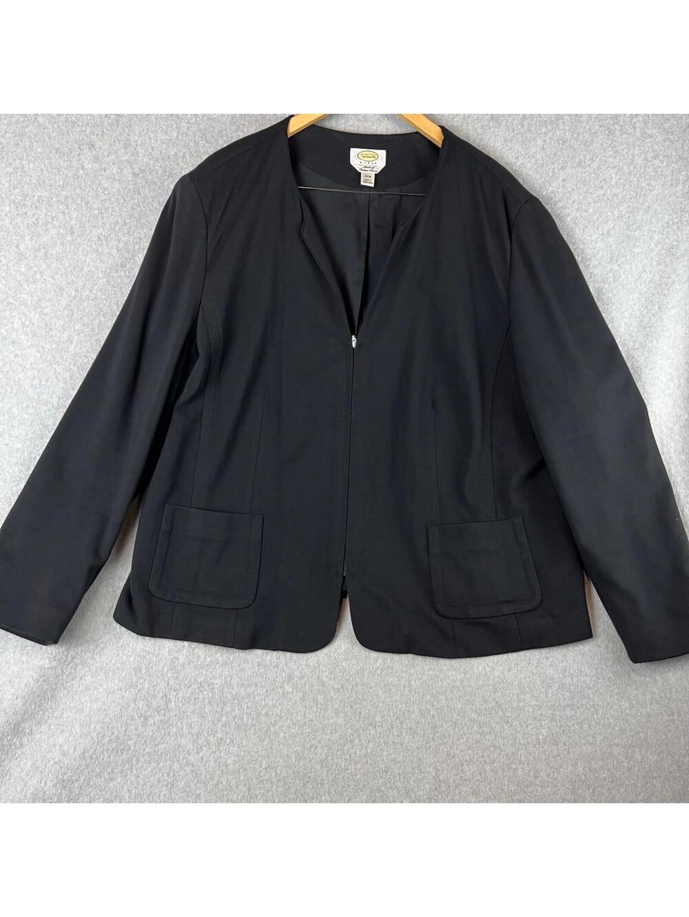 Talbots Womens Jacket Italian Stretch Fabric Black Pure Blazer Size 22 W Fitted